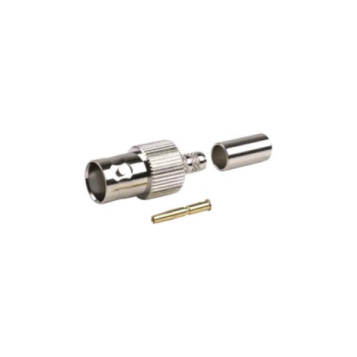 [RFINDUSTRIES_RFB-1124-1X] RF Industries Conector BNC Hembra de Anillo para Cables RG-8/X, LMR-240, 9258, Níquel/ Oro/ Delrin.