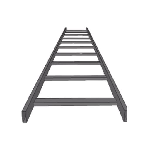 CHAROFIL Escalera tubular, tramo recto epoxica de 1.5" de Peralte  x 12" de Ancho, tramo de 3 m, ideal para Centros de Datos