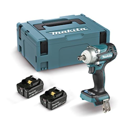 [MAKITA_DTW-301-RTJ] Makita Llave de Impacto BL de 1/2", 18 V 5.0 Ah LXT, Máximo Apriete 330 Nm. Incluye  2 Baterías de 5.0 Ah, Cargador Rápido 18 V LTX y Maletín Makpac.