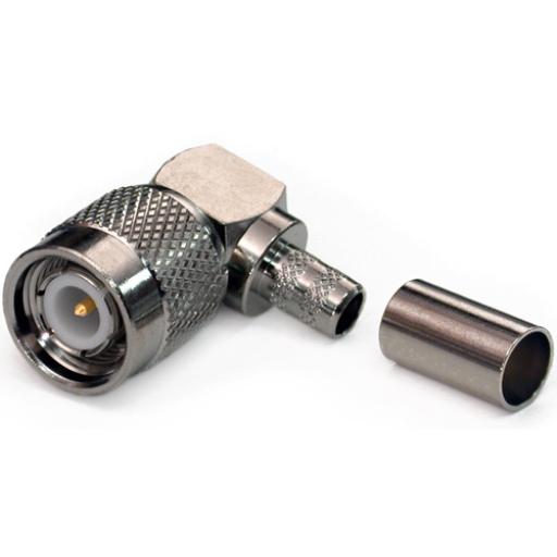 [RFINDUSTRIES_RFT-1218-X] RF Industries Conector TNC Macho en Ángulo Recto para Cable RG-8/X, LMR-240, Níquel/ Oro/ Teflón.​