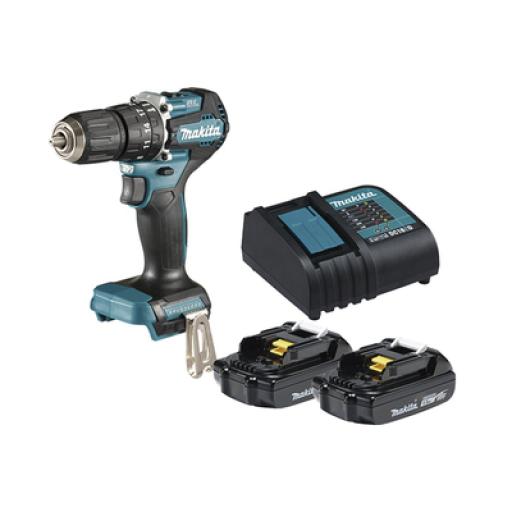 [MAKITA_DHP487SYX2] Makita Rotomartillo/Taladro Inalámbrico SIN CARBONES, Broquero de 1/2", 1,700 RPM, 18V⎓, Torque: 42 N.m C/2 Bat. (1.5Ah) y Cargador.