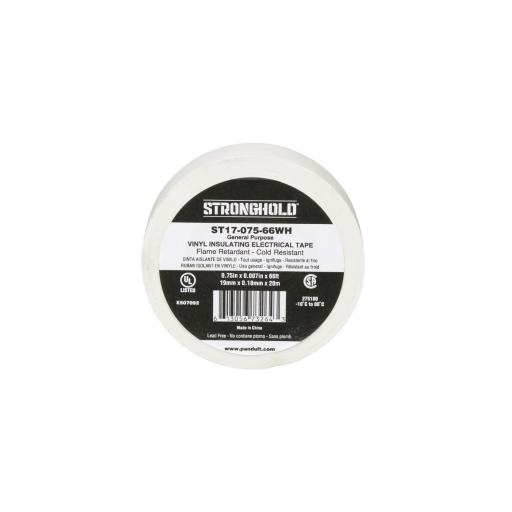 Panduit Cinta Eléctrica STRONGHOLD para Aislar, de PVC, Uso General Reparación y Mantenimiento, Grosor de 0.18mm (7 mil), Ancho de 19mm, y 20.12m de Largo, Color Blanco