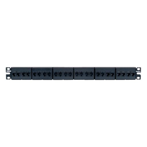 Panduit Panel de Parcheo con 24 Acopladores Mini-Com, Plano, Categoría 5e, de 1 UR, Color Negro 