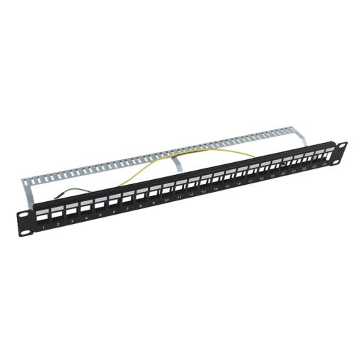 LINKEDPRO BY EPCOM Patch panel modular Blindado (STP) de 24 puertos, con barra para organizar cable