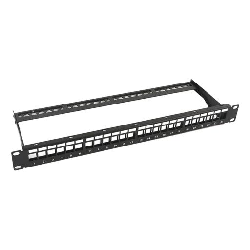 LINKEDPRO BY EPCOM Patch panel modular sin blindaje de 24 puertos, 1U, con barra para organizar cable 