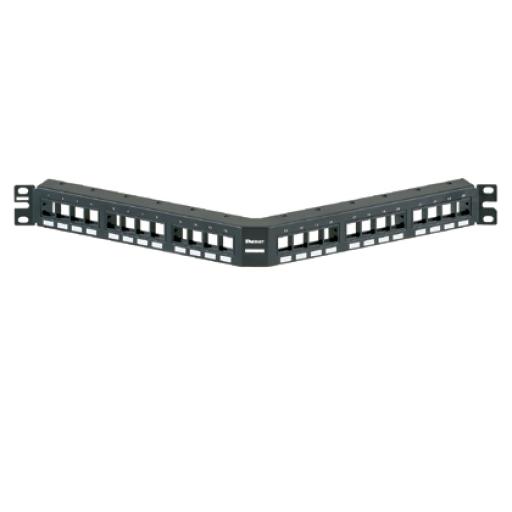 [PANDUIT_NKPPA24FMY] Panduit Panel de Parcheo Modular Keystone (Sin Conectores), Angulado, de 24 Puertos, 1UR