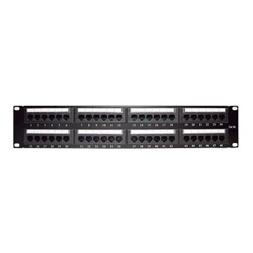 LINKEDPRO BY EPCOM Panel de parcheo de impacto (110) UTP de 48 puertos Cat5e 19in, 2U con barra para organizar cable