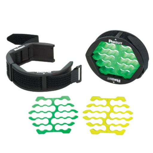 [PANDUIT_CBOT24K] Panduit Herramienta Para Peinado y Organización de Cables, Incluye Organizador Verde para Diámetros de Cables de 4.6 a 6.3 mm y Amarillo Para 5.9 a 7.9 mm