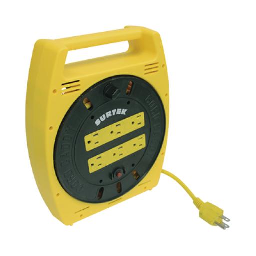 Surtek Multicontacto Eléctrico Tipo Carrete con 6 Contactos y 6 metros de Extensión / 127 V CA 10 A Máximo.