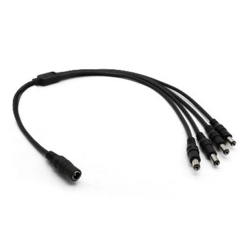 Cable 5.5/2.1mm Hembra 4x 5.5/2.1mm Macho, 50cm, Brobotix Negro.