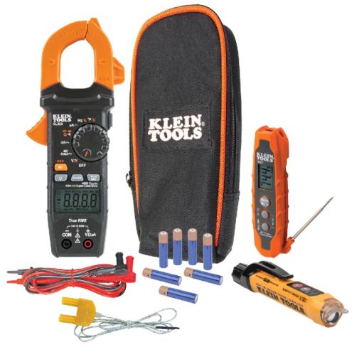 [KLEINTOOLS_CL320KIT] Klein Tools Kit de Prueba Eléctrica HVAC para Aire Acondicionado, Calefacción, Minisplits, etc. Medición de Voltaje CA/CC, Resistencia, Frecuencia, Capacitancia, Diodos, Temperatura, Ciclo, Micro Amperios CC.