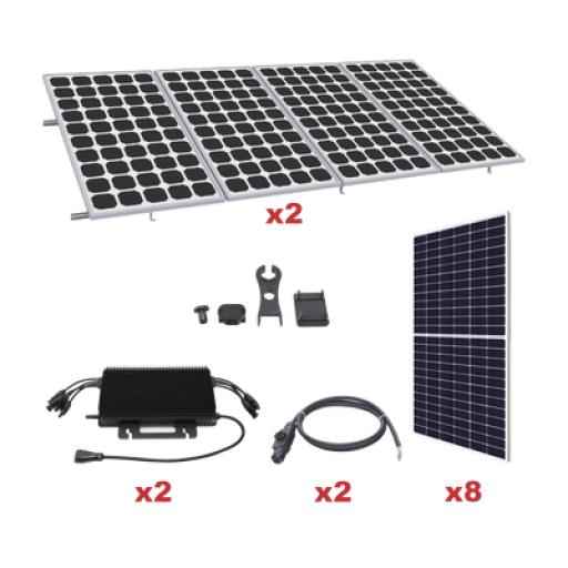 HOYMILES Kit Solar para Interconexión de 4.4KW de Potencia Pico 220Vcc con Microinversor y 8 Módulos de 550 W (Incluye Montaje )
