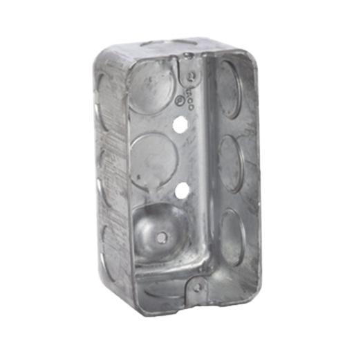 Raco Caja (Chalupa) 4x2"/ Profundidad 1-7/8"/ 10 Entradas de 1/2"/ Troquelada. 