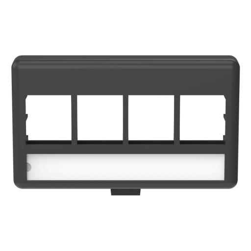 Panduit Placa de Mobiliario Modular Estándar, Salidas Para 4 Puertos Keystone, Color Negro
