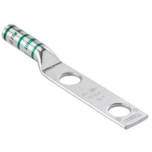 Panduit Conector de Compresión de Cobre con 2 Orificios 3/8" para Cable 2 AWG,  1" de espacio entre Orificios. Paquete de 25 Piezas
