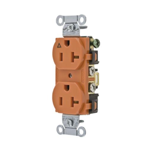 [HUBBELL_HUB-IG5352] Hubbell Contacto Dúplex Conexión a Tierra Aislada/ 20 A 125 V/ 2 polos 3 Hilos/ Color naranja/ Nema 5- 20R/ Grado Comercial.