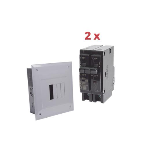 CHINT Kit Centro de Carga 4P para empotrar con 2 Interruptores Térmicos de 2 Polos, 20Amp 120/240Vca 10kA.