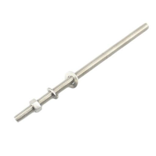 SYSCOM TOWERS Kit de 10 Varillas Roscadas de 3/8 x 8 in, con Arandelas Planas, Arandelas de Seguridad y Tuercas. 