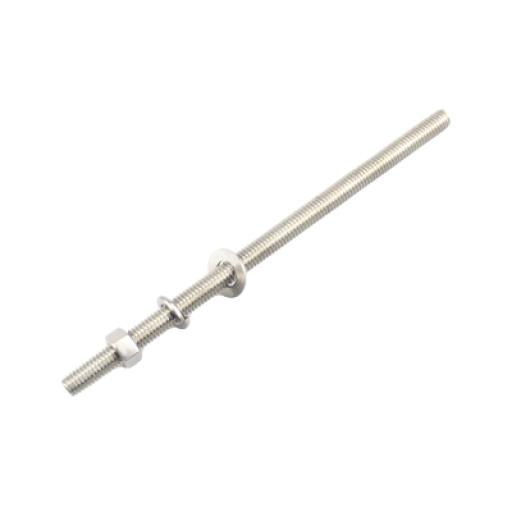 SYSCOM TOWERS Kit de 10 Varillas Roscadas de 3/8 x 6.5 in, con Arandelas Planas, Arandelas de Seguridad y Tuercas. 