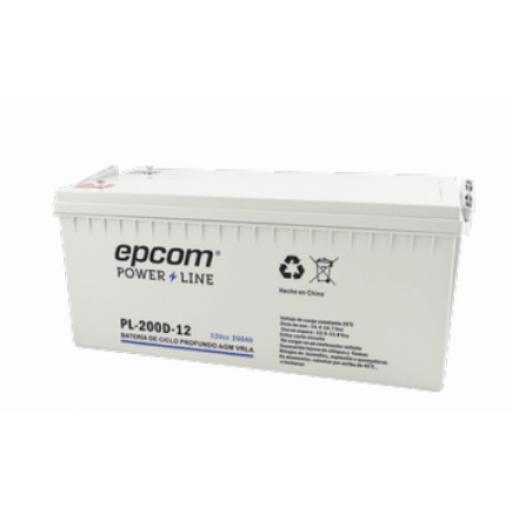 Epcom Batería 12V @ 200 Ah / AGM-VRLA Ciclado Profundo / Uso en Aplicaciones Fotovoltaicas y de Respaldo /Terminales Tipo Tornillo HEX M6