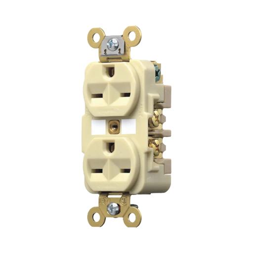 [HUBBELL_HUB-HBL-566-2I] Hubbell Contacto Dúplex 15 A 250 V / 2 Polos 3 Hilos / Nema 6-15R / Grado Industrial /Color Marfil.