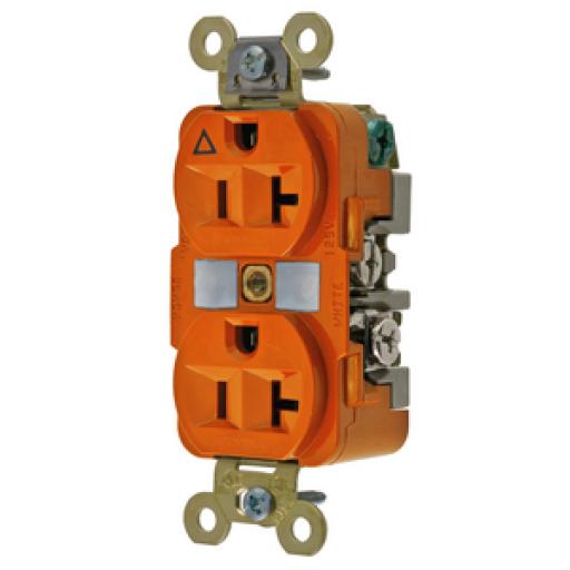 [HUBBELL_HUB-IG5362] Hubbell Contacto Dúplex Conexión a Tierra Aislada/ 20 A 125 V/ 2 polos 3 Hilos/ Color Naranja/ Nema 5- 20R/ Grado Industrial.