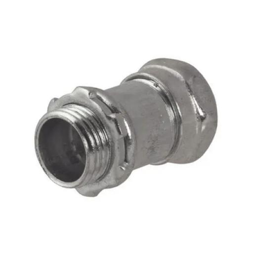 Hubbell Conector Recto Compresión de Acero Galvanizado para Pared Delgada de 1 1/4".