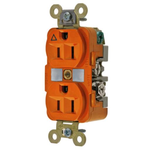 [HUBBELL_HUB-IG5262] Hubbell Contacto Dúplex Conexión a Tierra Aislada 15A 125V/ 2 Polos 3 Hilos/ Color Naranja/ Nema 5-15R/ Grado Industrial.