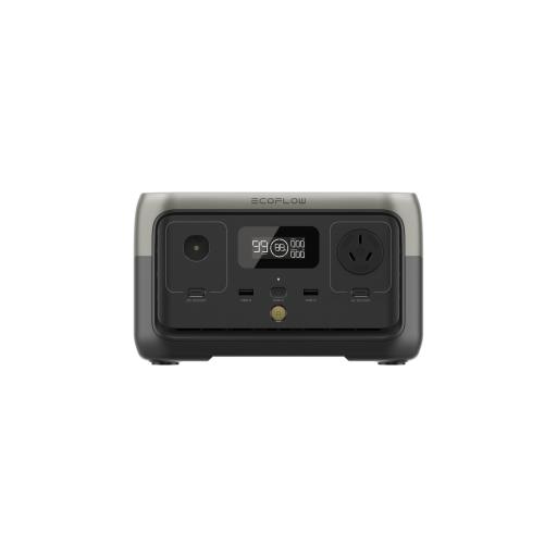 ECOFLOW EcoFlow River 2 | Estación de Energía Portátil 256Wh Litio LFP / 2 AC 300 W (Max. 600W) / 1 USB-C 60W / 2 USB -A 12W / Cargador de Coche 8A a 12 o 24V / Conectividad WiFi y Bluetooth (App) / Carga Solar 110W Max.