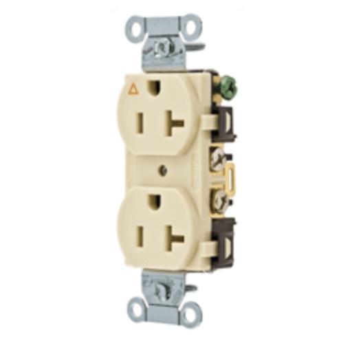 [HUBBELL_HUB-IG5352I] Hubbell Contacto Dúplex Conexión a Tierra Aislada/ 20 A 125 V/ 2 polos 3 Hilos/ Color Marfil/ Nema 5- 20R/ Grado Comercial.