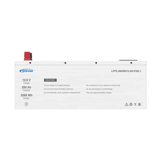 EPEVER Batería de litio LiFeO4 12.8Vcc, 200Ah, 2.56Kwh, Pantalla LCD para Monitoreo Local, Carcasa Metálica