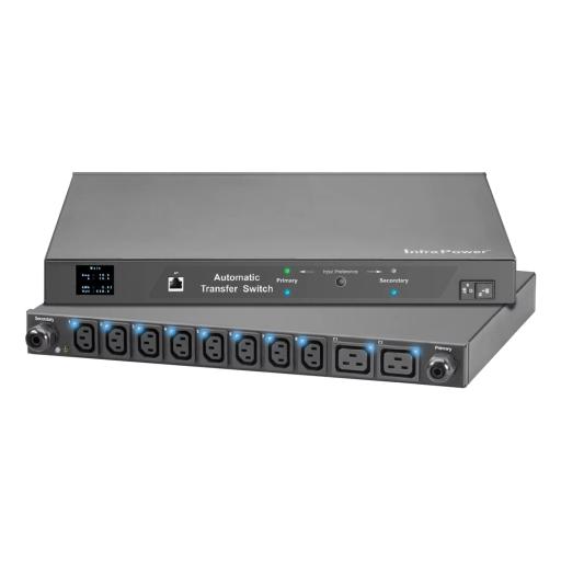 [HOFFMAN_NPATS11001] HOFFMAN PDU Monitoreable de Transferencia Automática ATS (Fuente Redundante), Con 10 Salidas 5-15R,   Enchufes de Entrada L5-15P, Instalación Horizontal de 19in, 1UR, 15 Amp, 120 Vca 