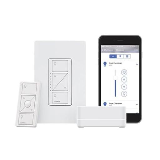LUTRON CASETA WIRELESS (Caseta Wireless) Kit Hub PRO controlador, atenuador, control remoto y tapa.