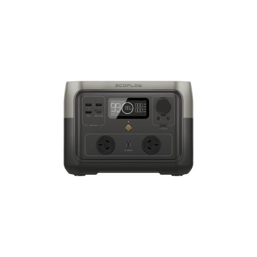 ECOFLOW EcoFlow River 2 Max | Estación de Energía Portátil 512Wh Litio LFP / 4 AC 500 W (Max. 1000W) / 1 USB-C 100W / 3 USB -A 12W / Cargador de Coche 8A a 12 o 24V / Conectividad WiFi y Bluetooth (App) / Carga Solar 220W Max.