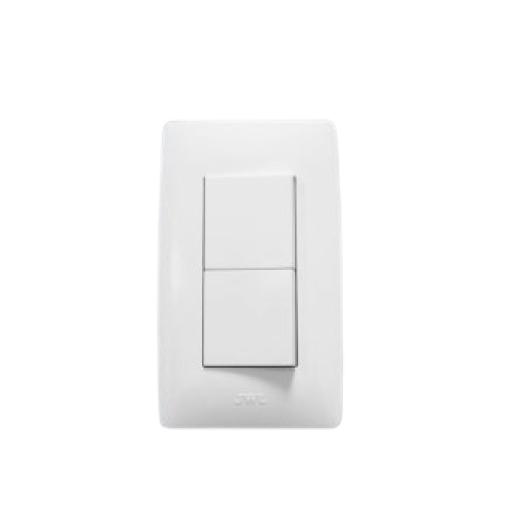 JWJ Placa con 2 Interruptores Sencillos 10 A/ 127 V CA ~ 60 Hz /  1 1/2 Módulos / Color Blanco.