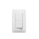 JWJ Placa con 2 Interruptores Sencillos 10 A/ 127 V CA ~ 60 Hz /  1 1/2 Módulos / Color Blanco.
