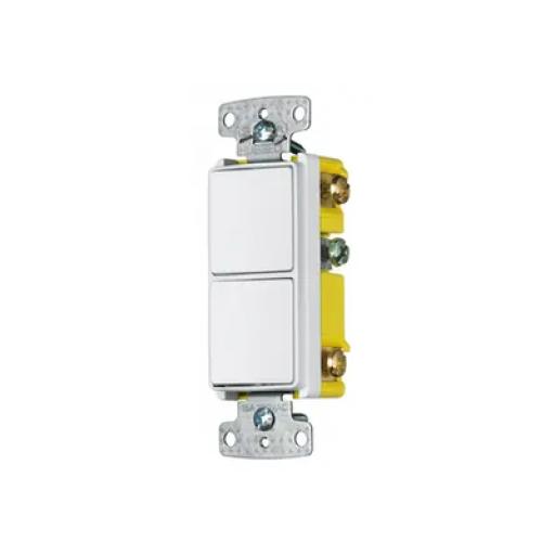 [HUBBELL_HUB-RCD-101W] Hubbell Interruptor Residencial 15 A 120-277 V, con 2 Bases Unipolares, Cableado lateral, Color Blanco.