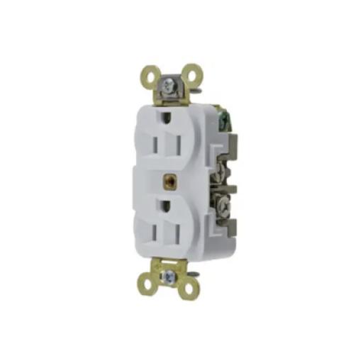 [HUBBELL_HUB-HBL-5262W] Hubbell Contacto Dúplex 15 A 125 V 2 Polos, 3 Hilos Color Blanco (Nema 5-15R). Grado Industrial.