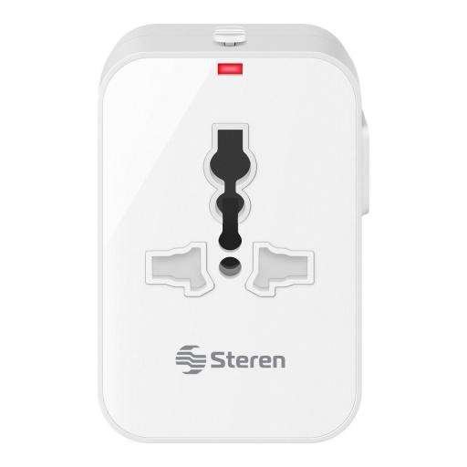 [STEREN_905-127] Steren Adaptador STEREN universal de contactos para viaje con cargador USB doble