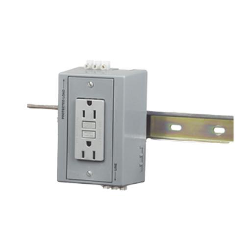 Hubbell Caja Utilitaria para Montaje en Riel Din con Contacto Duplex de 15 A 125 V / Nema 5-15R / Gris.