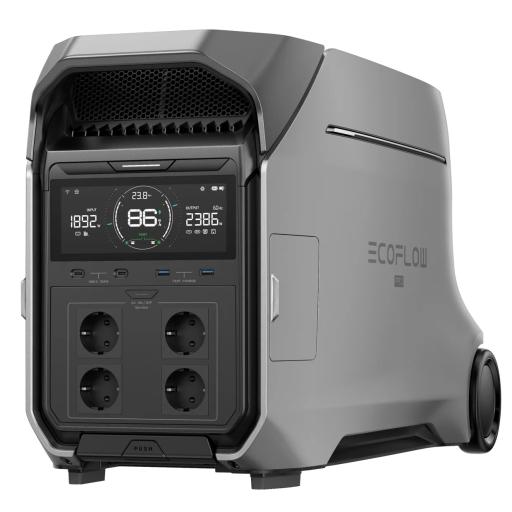 ECOFLOW Estación de Energía Portátil DELTA PRO 4096Wh Litio LFP / 5 AC 4000W (8000W Pico) / 2 USB-C 100W / Capacidad para Aumentar Respaldo / Cargador de Coche 10A a 12.6V / Conectividad WiFi y Bluetooth (App) / Carga Solar 2600W Max. (2 Puer