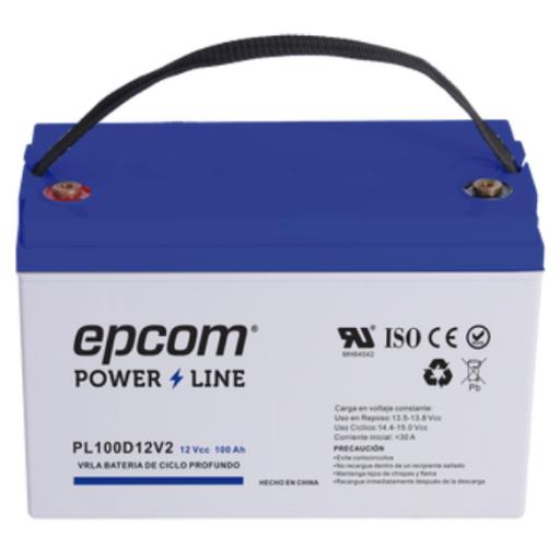 Epcom Batería 12 Vcc / 100 Ah / UL / Tecnología AGM-VRLA / CICLO PROFUNDO / Para uso en aplicaciones fotovoltaicas y de emergencia  / Terminales T4