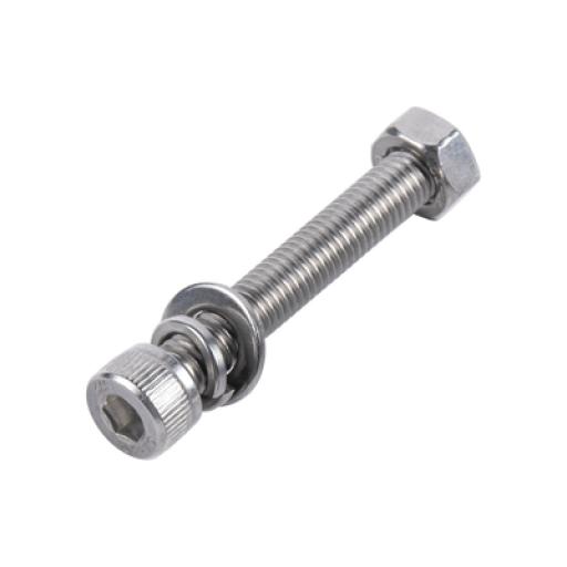 DMT 1 Tornillo Allen Milimétrico de Acero Inoxidable  M8-1.25 x 40/ Con 1 Tuerca, 1 Arandela de Presión y 1 Plana / Para Montajes de Módulos Foto Voltaicos .