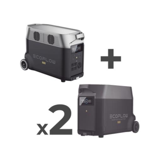 ECOFLOW Estación de Energía Portátil DELTA PRO 3600Wh Litio LFP / 5 AC 3600W (7200W Pico) / 2 USB-C 200W / Capacidad para Aumentar Respaldo / Cargador de Coche 10A a 12.6V / Conectividad WiFi y Bluetooth (App) / Carga Solar 1600W Ma