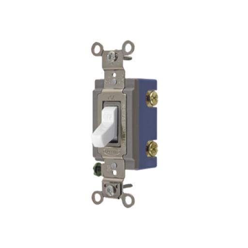 [HUBBELL_HUB-HBL-1201-W] Hubbell Interruptor de Palanca 15 A 120-277 V CA/ Unipolar / Grado Industrial/ Uso Extra Pesado / Cableado Lateral y Posterior / Color Blanco.
