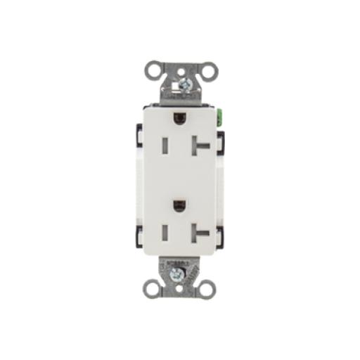 [HUBBELL_HUB-DR20-WHI-TR] Hubbell Contacto Duplex Decorador 20 A 125V /  Resistente a manipulaciones / 2 Polos 3 Hilos/ Nema 5-20 R / Color Blanco / Grado Industrial.