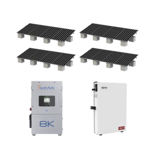 SOL-ARK Kit Hibrido con Interconexión a la Red Eléctrica de CFE de 8 kW con Salida de 220 Vca y respaldo de 10 kWh en batería de LiFePO4