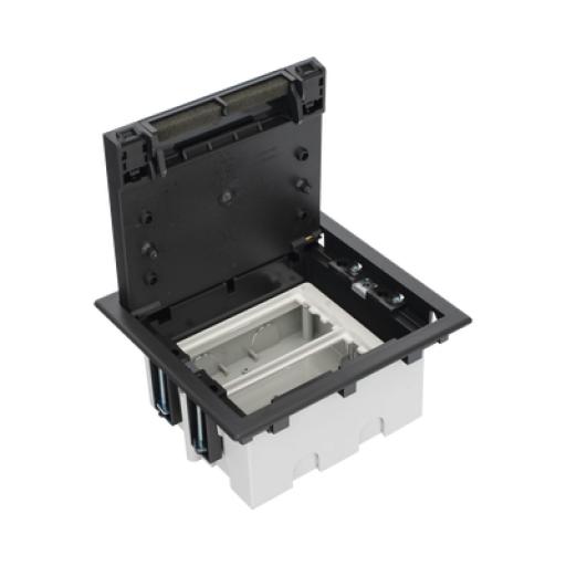 SIMON Caja Para Instalación en Piso Falso para Voz, Datos o Contactos Eléctricos / Capacidad para 2 Módulos / Espacio Embellecedor en la Tapa / Profundidad Ajustable de 90 a 120 mm / Los Módulos se Adquieren Aparte / (SF210/14CY)