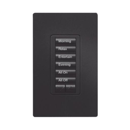 [LUTRON_RRDHN6BRLMN] Lutron (RadioRA2) Teclado Seetouch Hibrido 6 botones, 2 botones subir/bajar, programe escenas diferentes en cada botón,puede instalarse en un interruptor de luz.