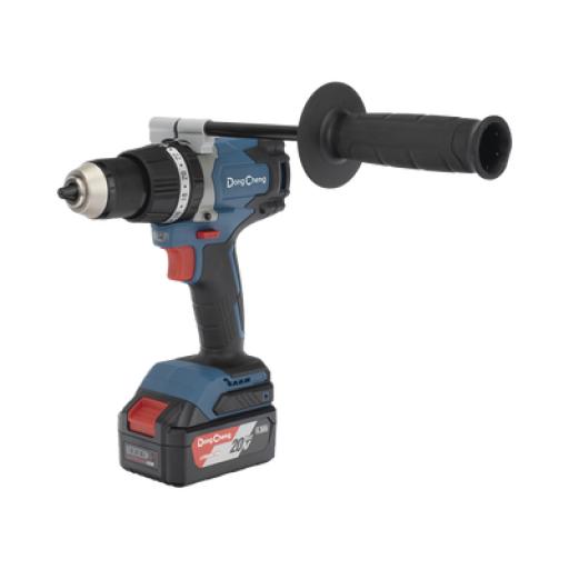 DONG CHENG Rotomartillo / Taladro Inalámbrico sin carbones de 20V, incluye 2 Baterías de 4.0Ah, Cargador y Maletín.